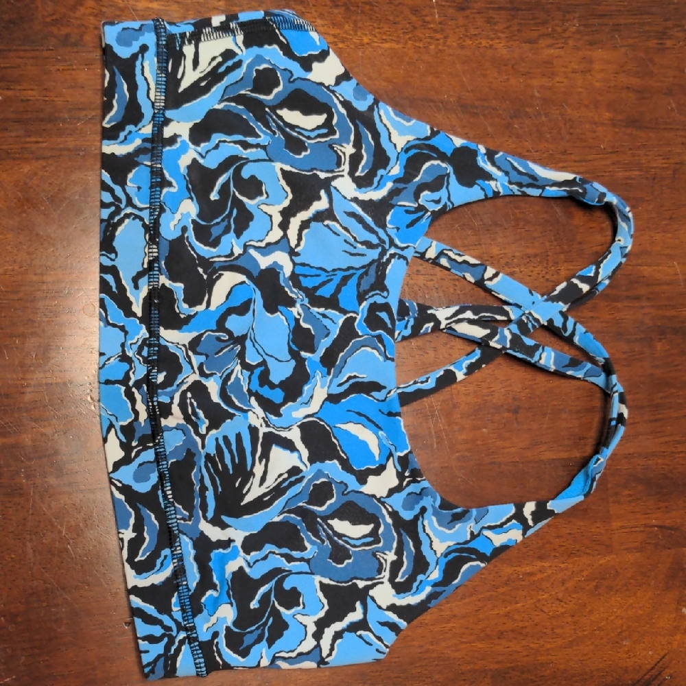 Lululemon Athletica Blue and Black Patterned Sports Bra